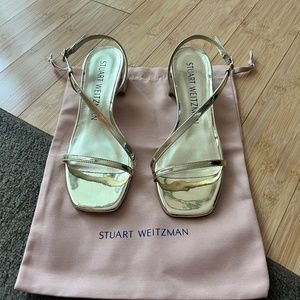Brand New Stuart Weitzman Soiree 35 Gold Sandal - size 8